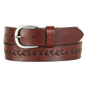 Women's Casual Leather Belts With Durable Metal Buckle, Center Lacing - Tan,🐘